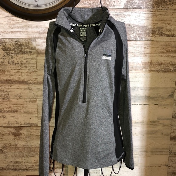 PINK Victoria's Secret Tops - Victoria’s Secret pink sweatshirt gray and black size large ultimate top…